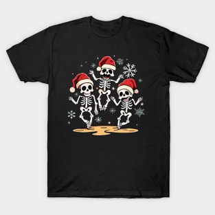 Skeleton Snow Dance Merry Christmas Xmas Festive T-Shirt